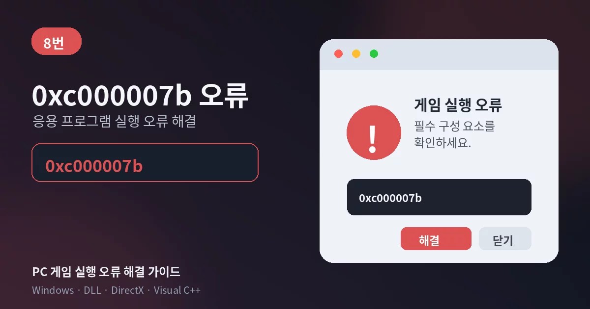 0xc000007b 오류, 0xc000007b 게임 오류, 응용 프로그램을 제대로 시작하지 못했습니다 0xc000007b, 게임 실행 오류, Visual C++ 오류, DirectX 오류, x86 x64 오류, 게임 DLL 오류, Windows 게임 오류