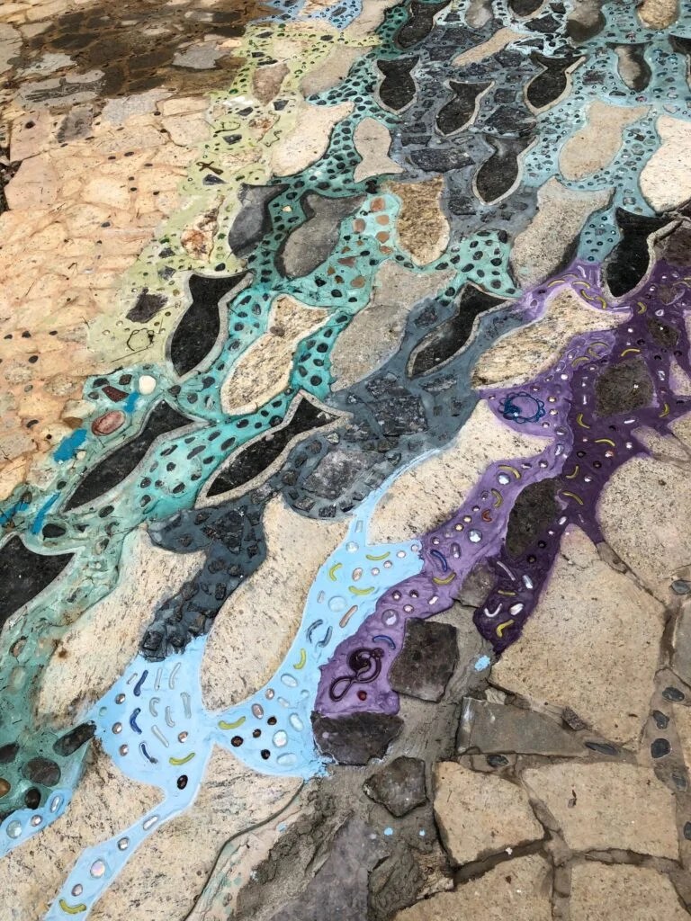 Fish detail in the Mosaic Driveway by Bruce Bennett and Allison Roberts at Spring Creek.