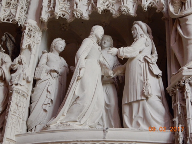 Cleaned carvings: Mary visits her cousin Elizabeth
