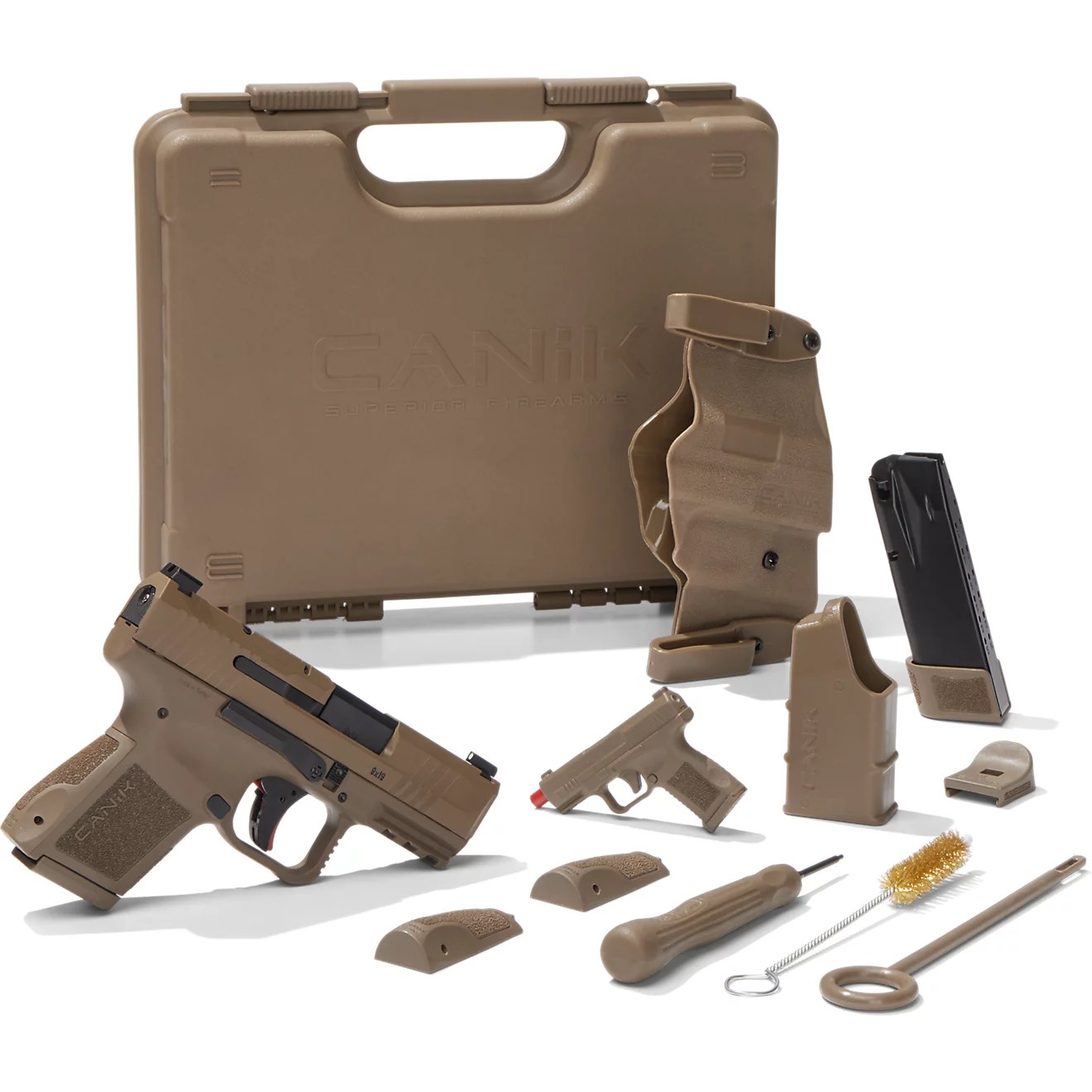 Canik METE MC9 9mm handgun with case, holster, and magazines