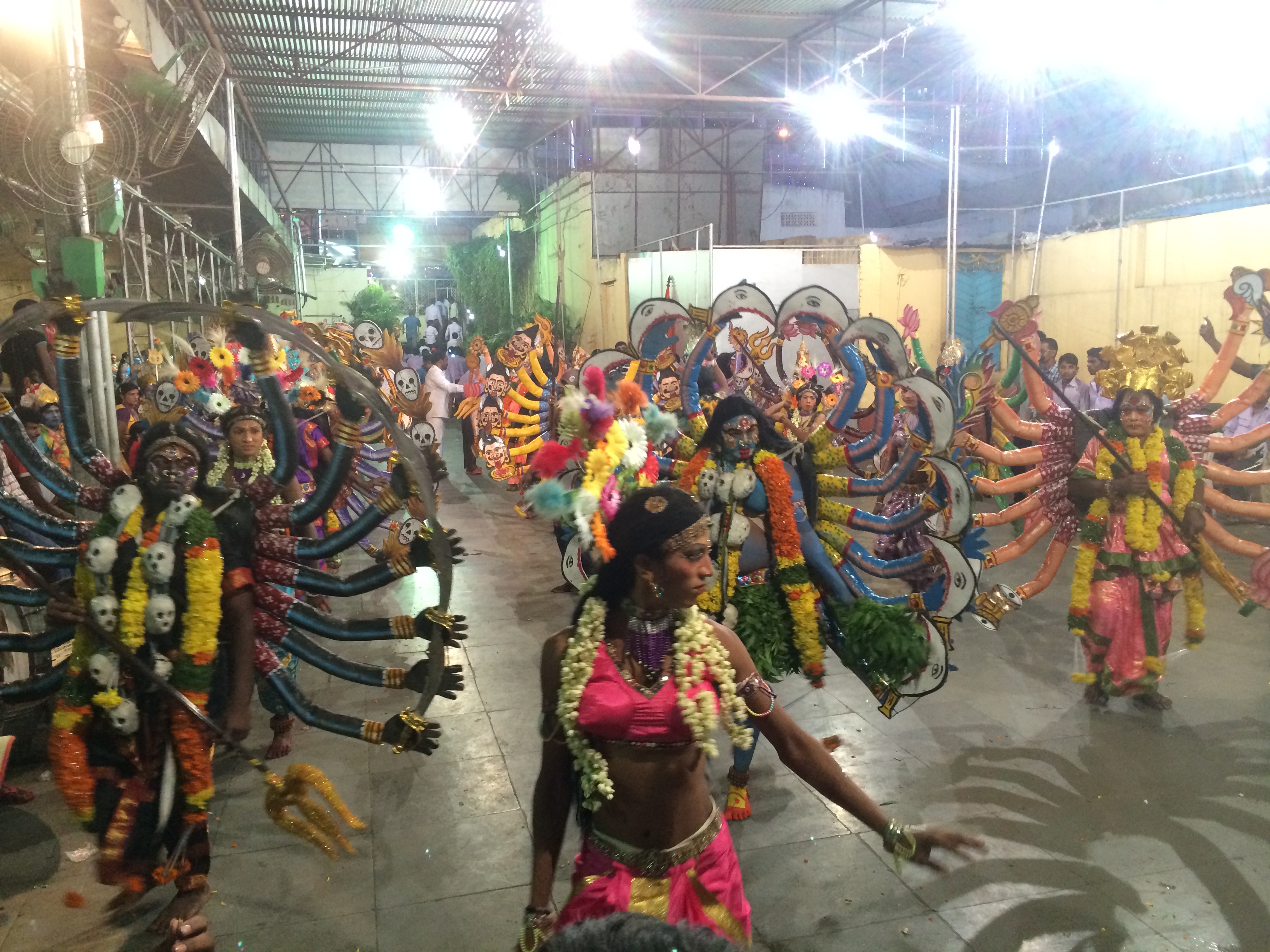 Shiva dancers in the prep area