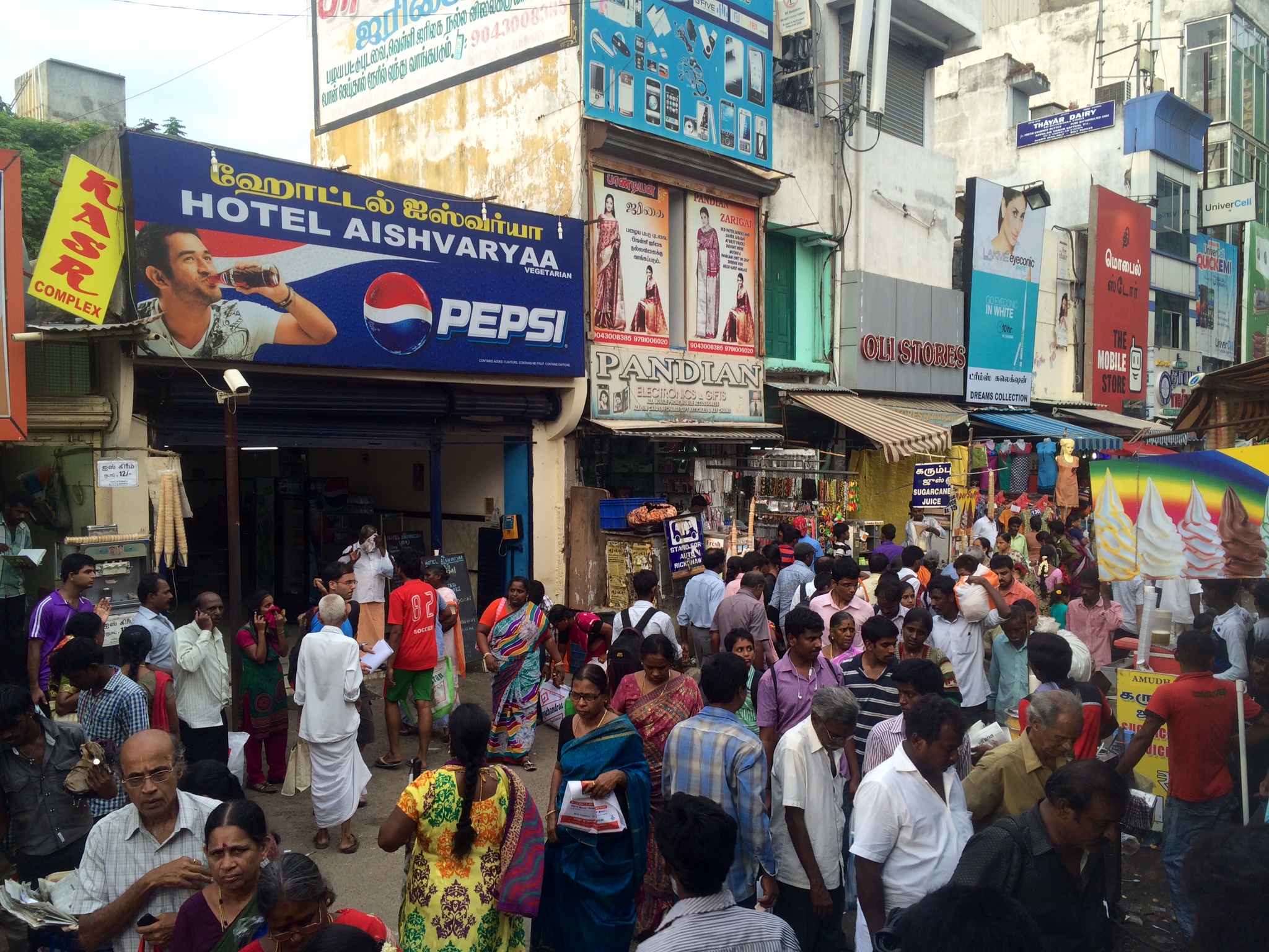 Crowds outside the train station.