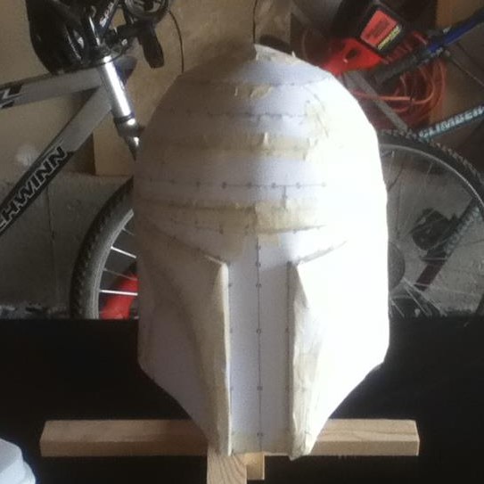 Paper Helmet Prepped for Fiberglass