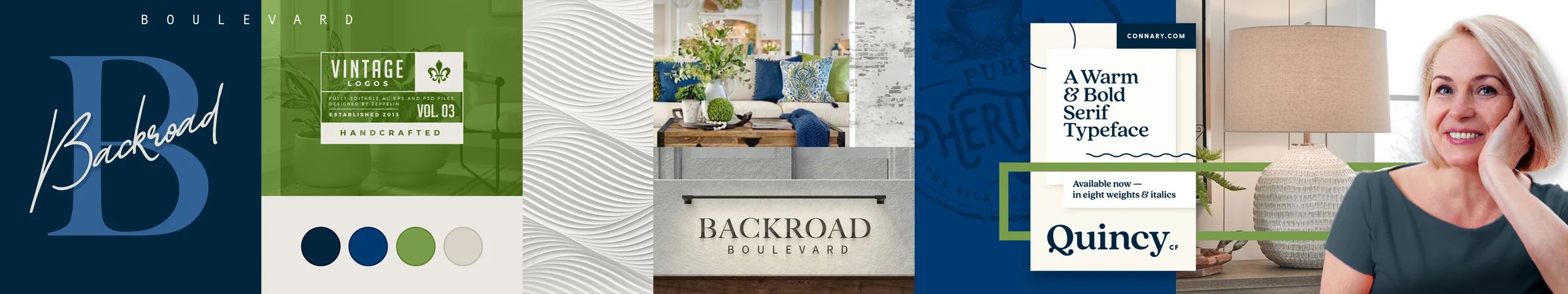 Backroad Boulevard refined stylescape C2 in Royal Blue and Summer Green, the selected direction