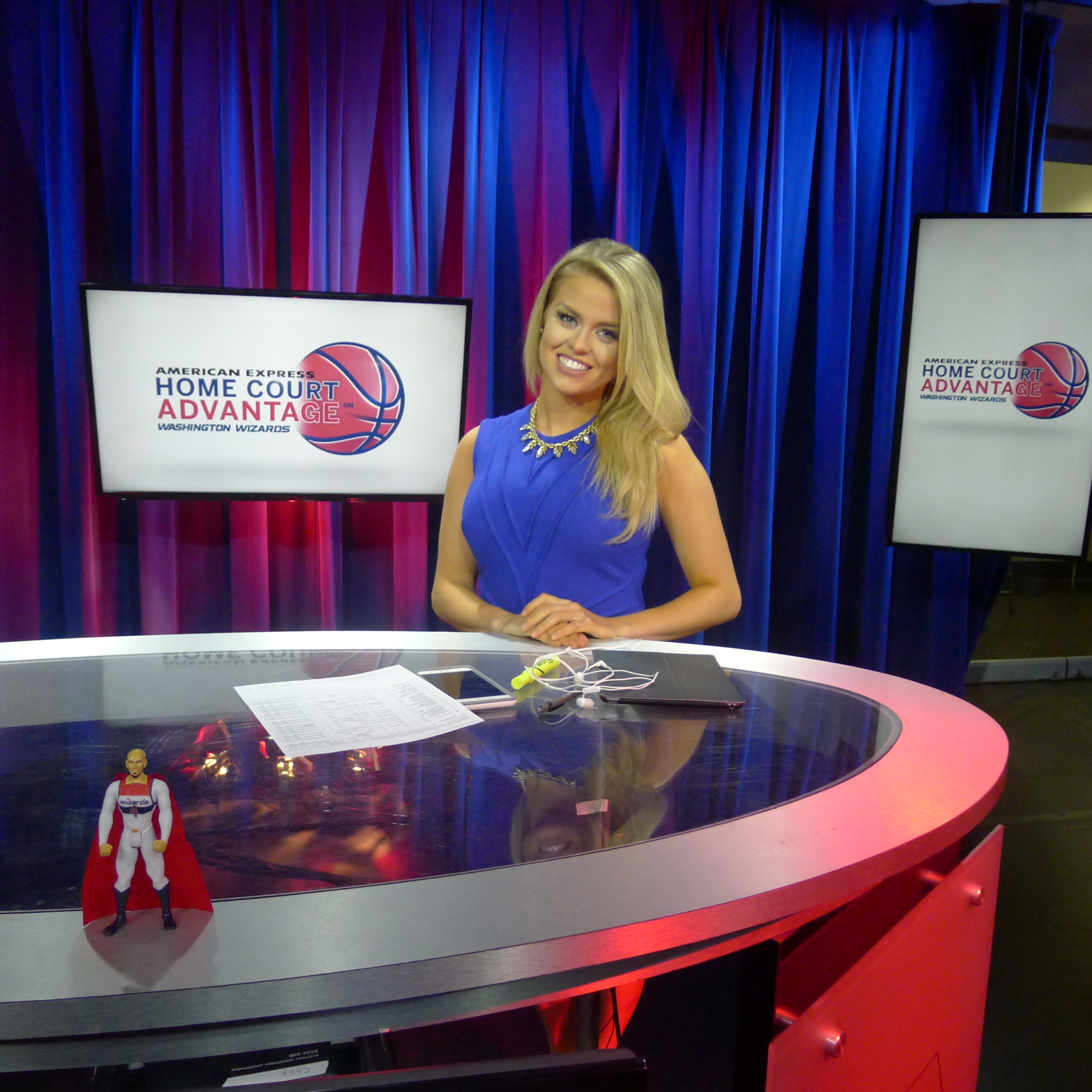 Hayley Milon on the set of American Express Home Court Advantage.