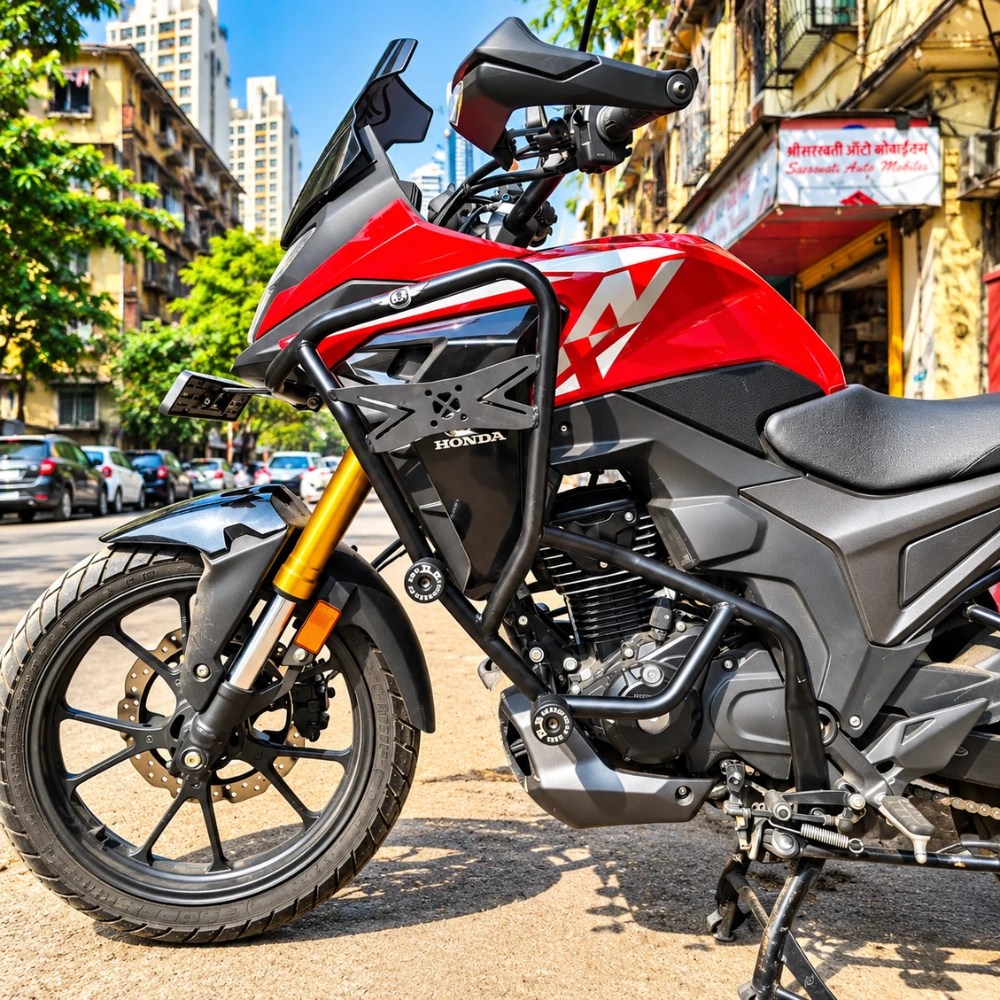 DOUBLE SLIDER CRASH GUARD FOR HONDA CB200X, STAINLESS STEEL RUSTFREE PRODUCT. BLACK