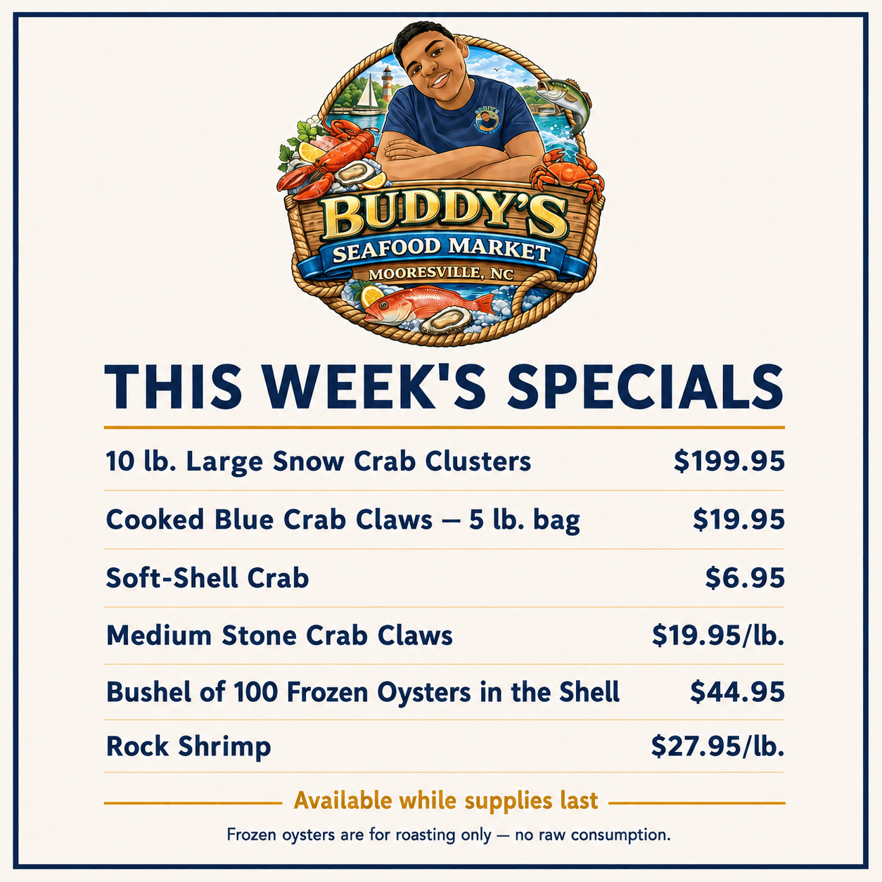 Blue Crab Special at Buddy's Seafood Market