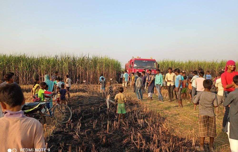 कपिलवस्तुमा उखु खेतमा आगलागी हुँदा  लाखौँको क्षति