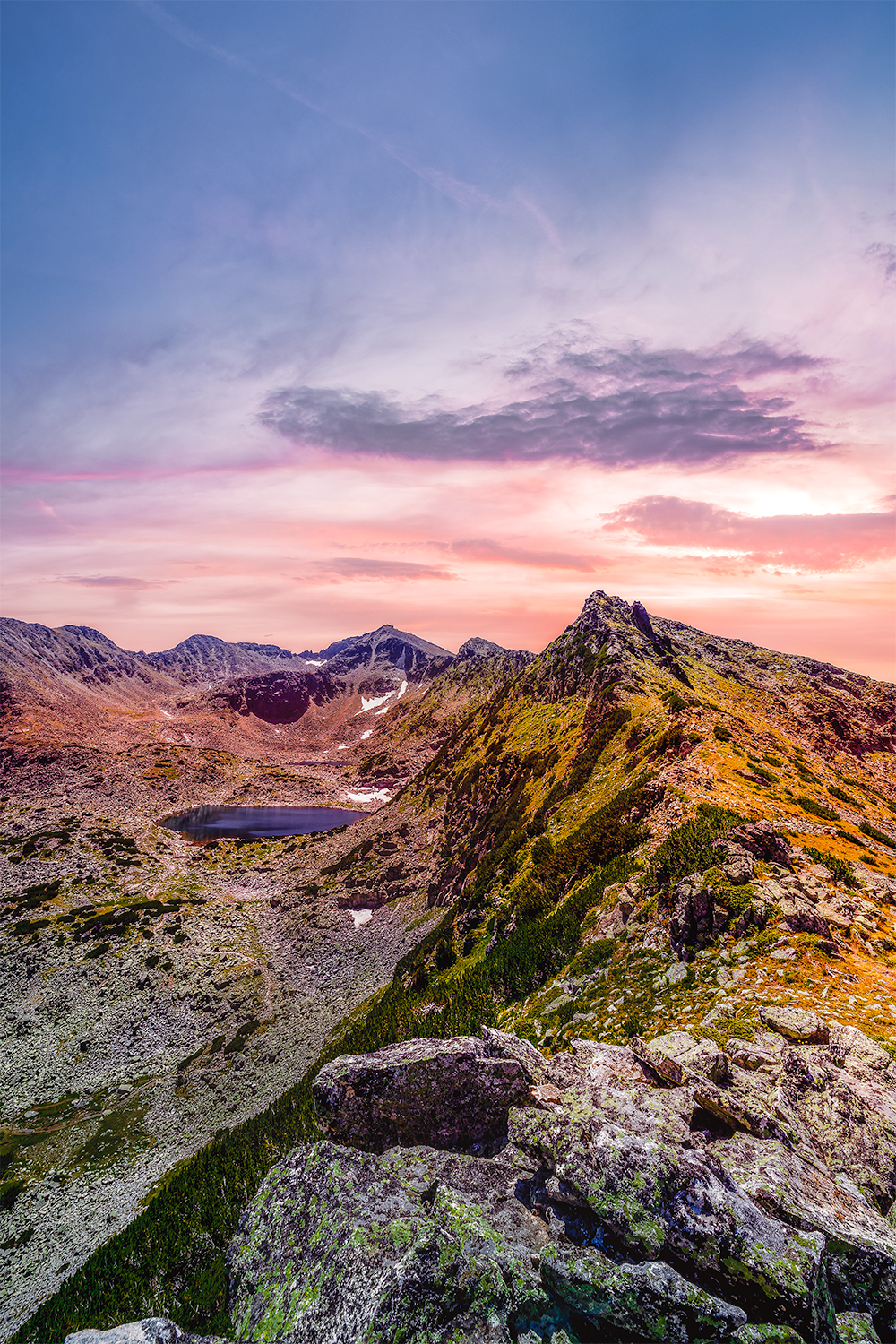 A view of the tallest peak in Bulgaria - Moussala and the lakes below it.