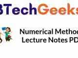 Numerical Methods Lecture Notes Numerical Methods Lecture Notes And