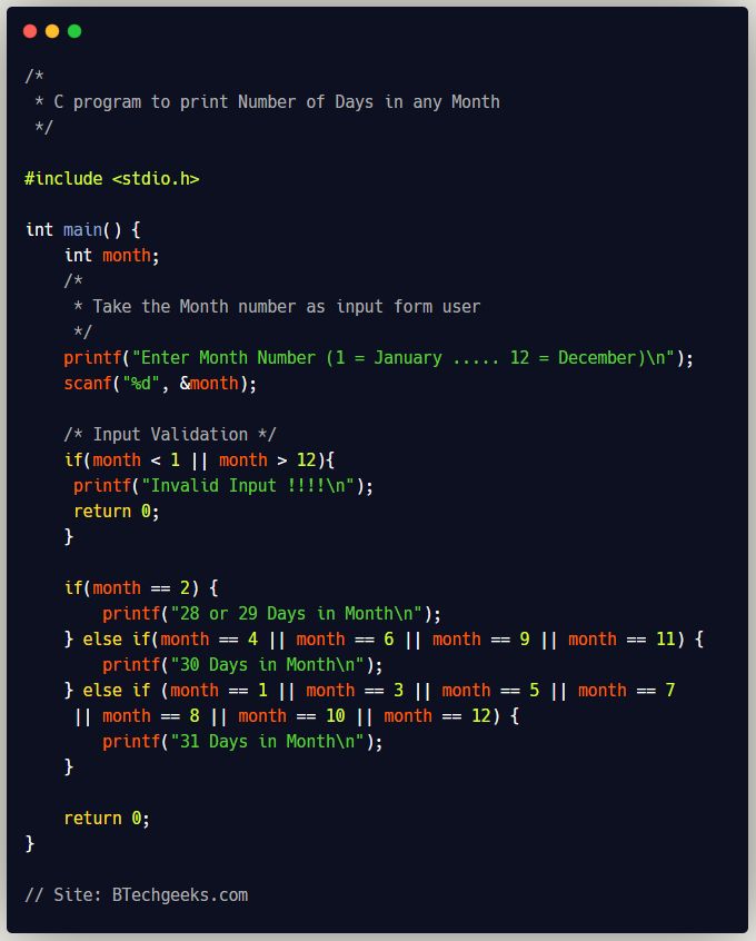 C Program To Print Days Of Week In Words Using If Else Ladder Statement Btech Geeks - High Resolution Geometric Patterns for Desktop