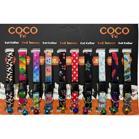 Cocopet Desenli Kedi Boyun Tasması 10 Adet