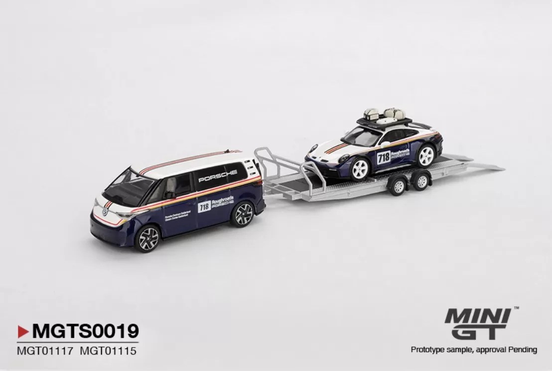 Mini GT 1/64 - Porsche 911 Dakar #718 / Volkswagen ID. Buzz Porsche Centrum Gelderland Roughroads Set - MGTS0019