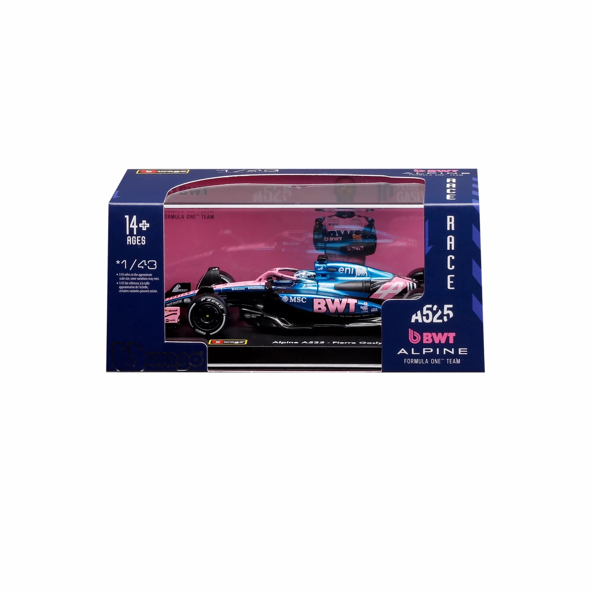 Bburago 1/43 - F1 2025 - Alpine A525 (#10) with Helmet - Pierre Gasly