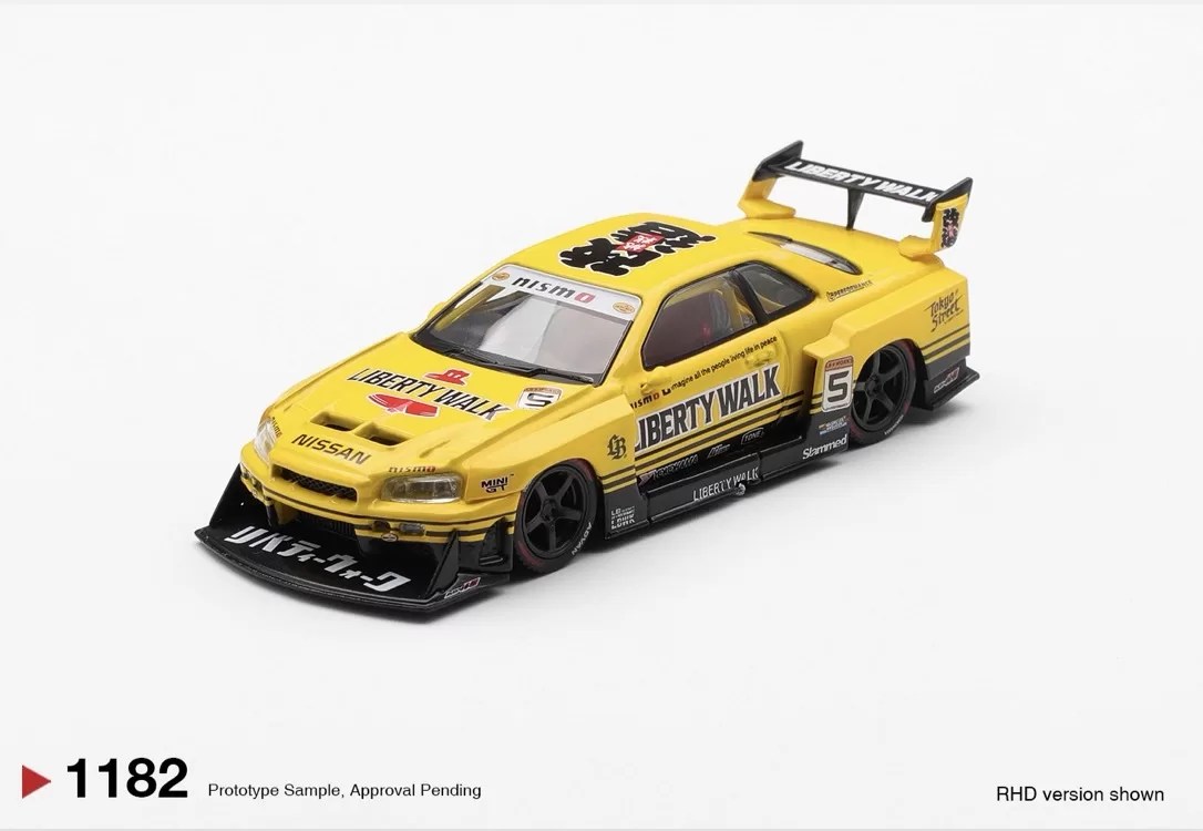 Mini GT 1/64 - Nissan LB-ER34 Super Silhouette SKYLINE Sport Yellow - MGT01182-R