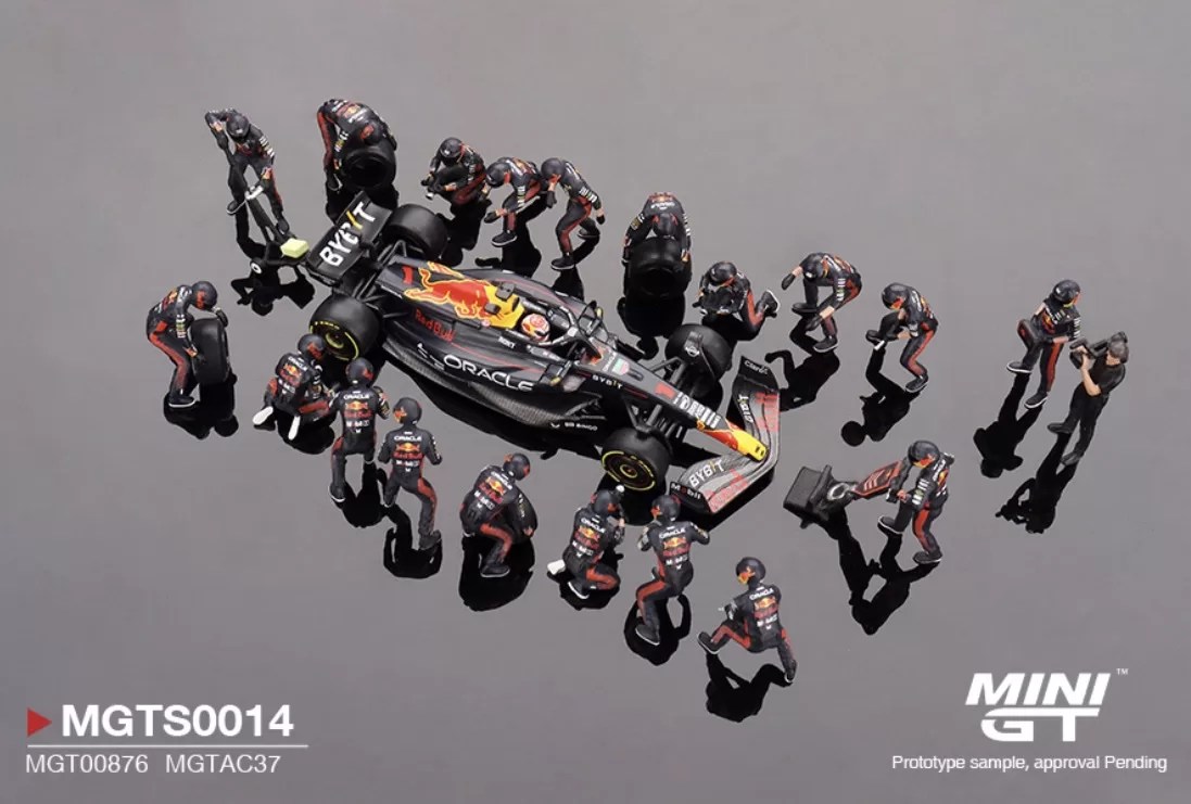 Mini GT 1/64 - Oracle Red Bull Racing RB19 #1 Max Verstappen 2023 F1 2023 Japanese Grand Prix Pit Crew Set - MGTS0014