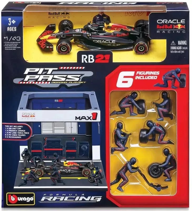 Bburago 1/43 - F1 2025 - Red Bull Racing RB21 (#1) Pit Pass Diorama - Max Verstappen