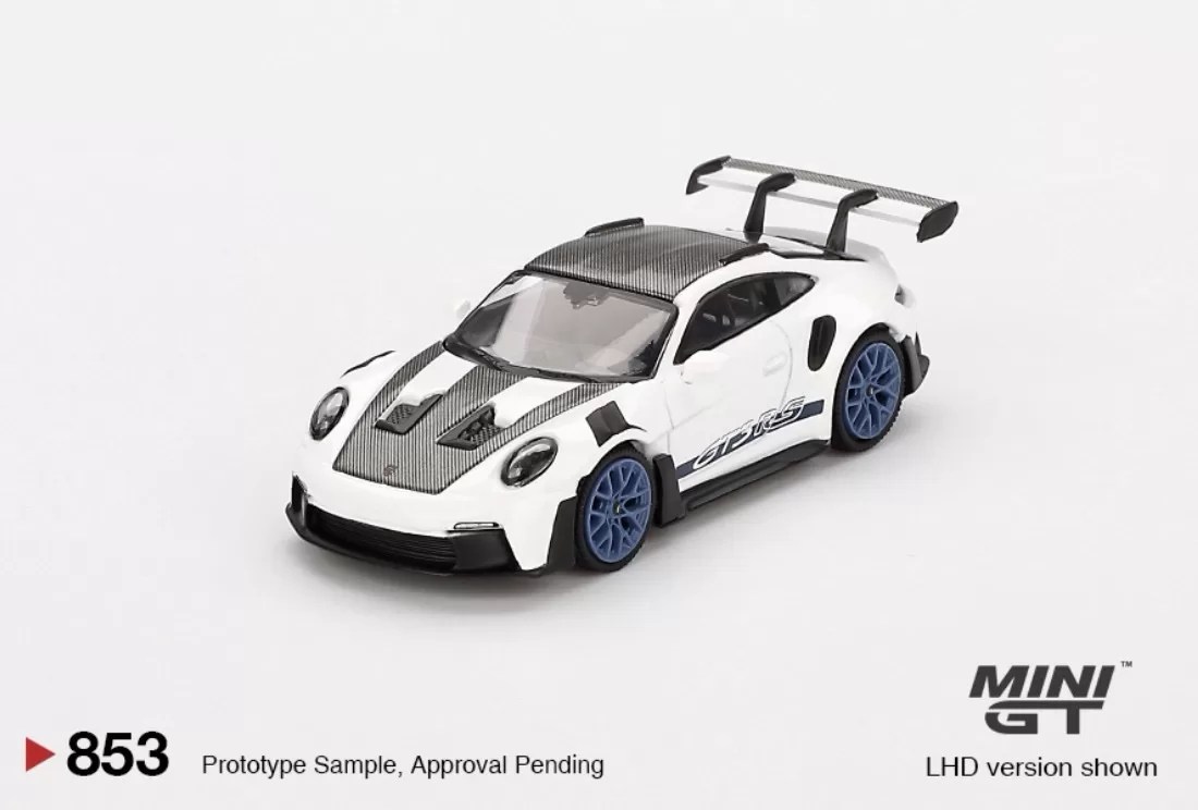 Mini GT 1/64 - Porsche 911 (992) GT3 RS Weissach Package White with Indigo Blue - MGT00853-R