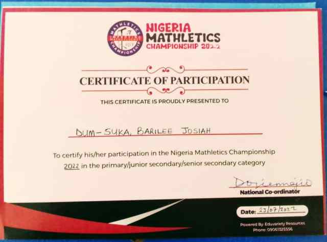 OGONI MATHEMATICS COMPETITION 7