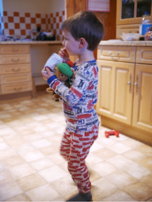 dancing snacking boy