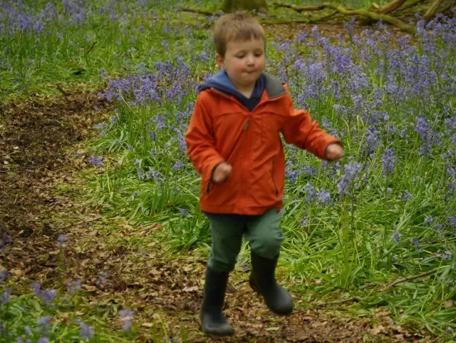 running in bluebell woods