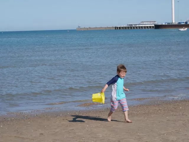 playing on the beach