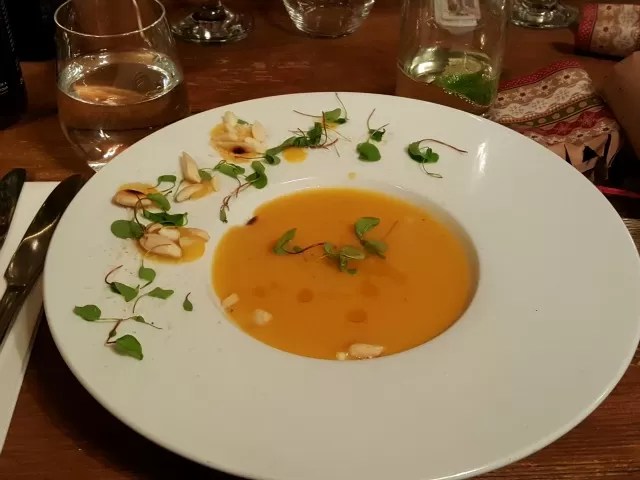 butternut squash soup at The Castle Edge Hill