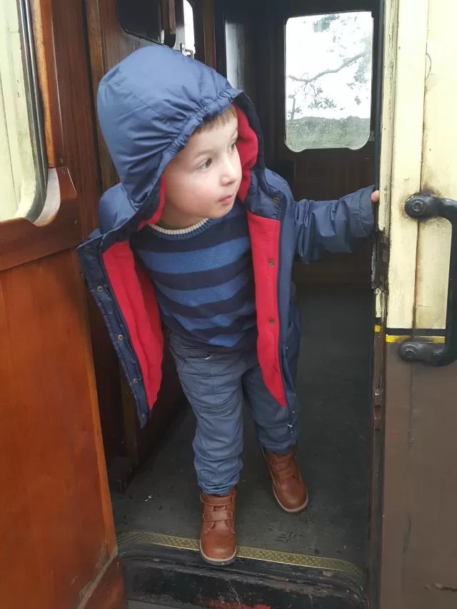 looking out of the steam train