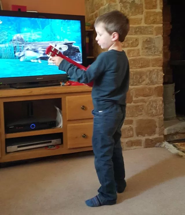 playing the ukelele