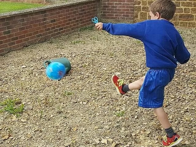 kicking a ball