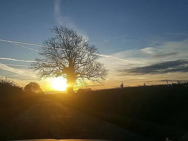 sunrise ahead on the road