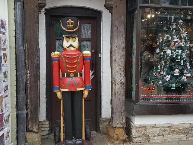 Nutcracker outside the Christmas shop in Stratford