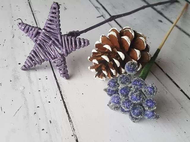 fir cone, star and berries from bouquet