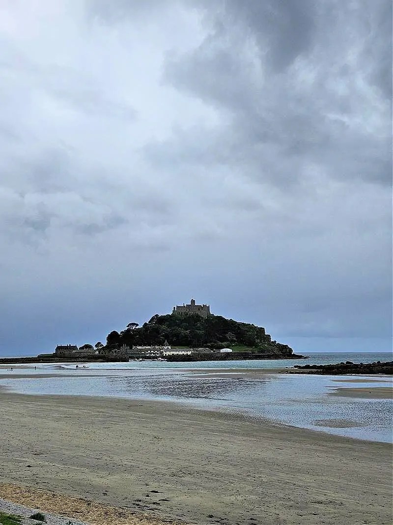 st michael's mount with beach in front