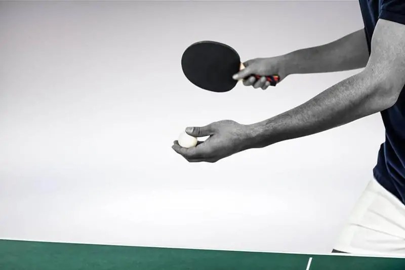 man ready to serve in table tennis