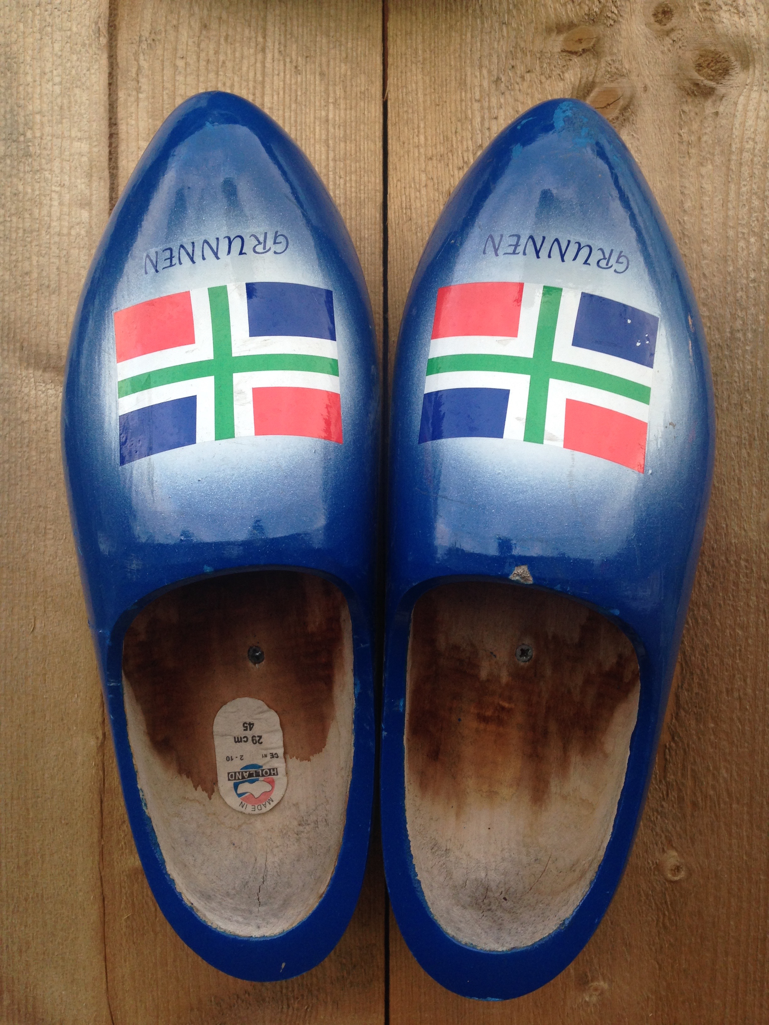 Wooden shoes with our flag