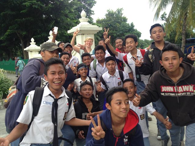 Kids running across the street for a pic @ Java