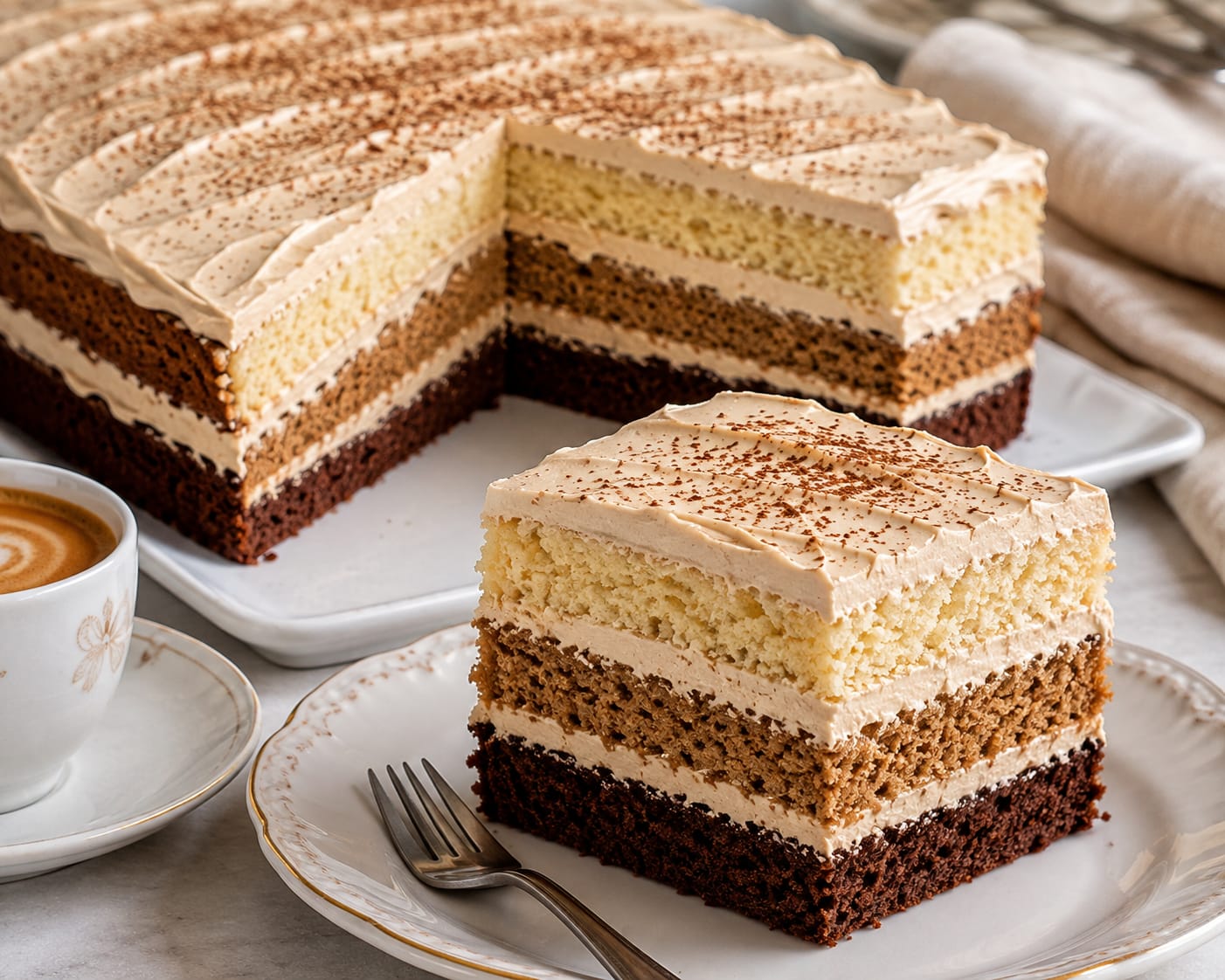 Vanilla-Coffee-Chocolate Layer Cake