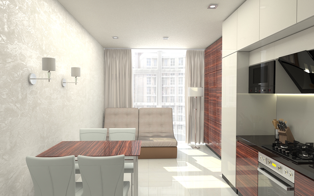 Дизайн кухни в однокомнатной квартире в Киеве