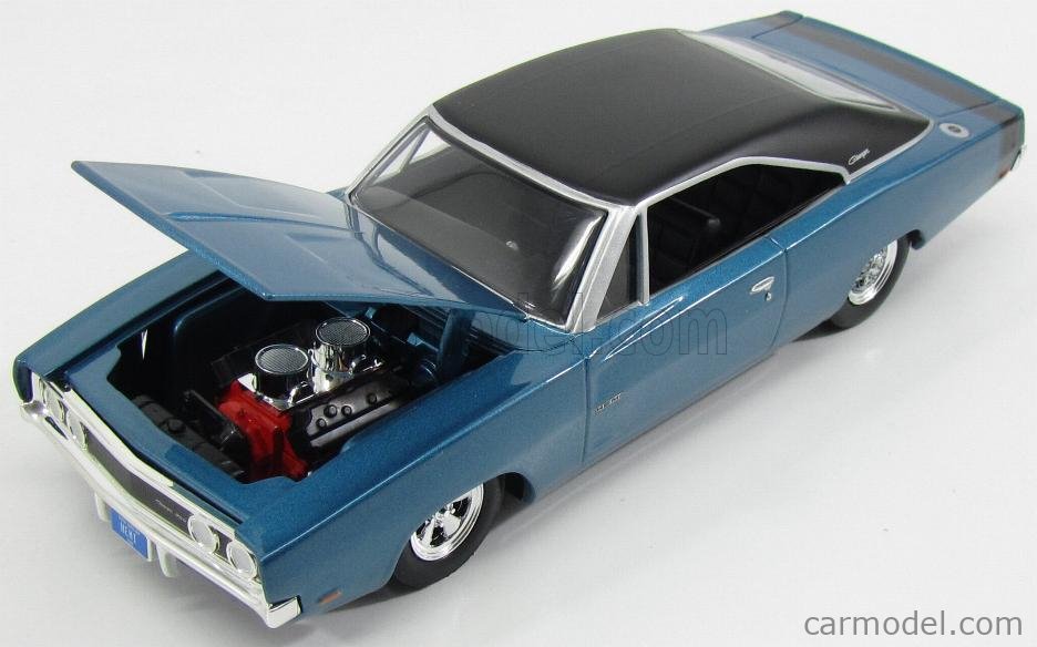 Autoworld Aw24005 06 Scale 1 24 Dodge Charger 500 Hemi Coupe 1969 Blue Met Black