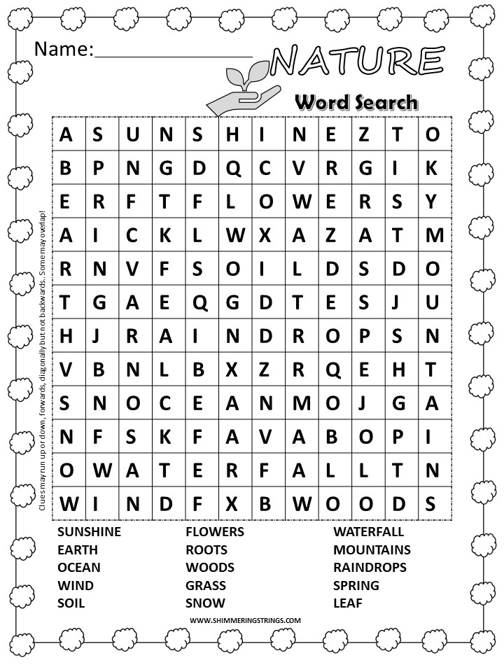 nature word search free printable shimmering strings