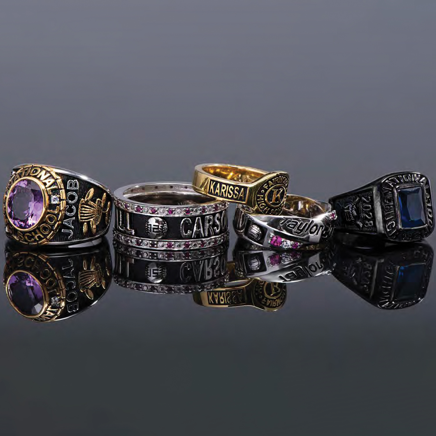 Class Rings on Grey background