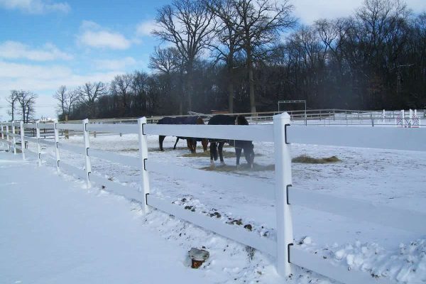 3-Rail White Fence