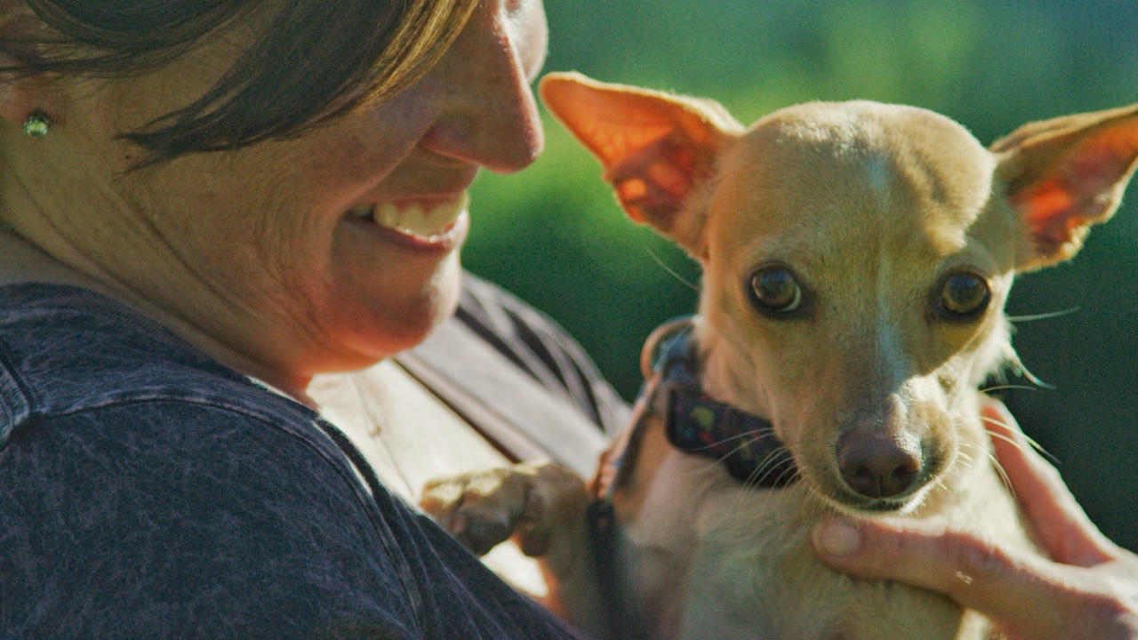 Lupine reunited with his new mom after a successful surgery at Sun Valley Animal Center. Photo: Ben Dann