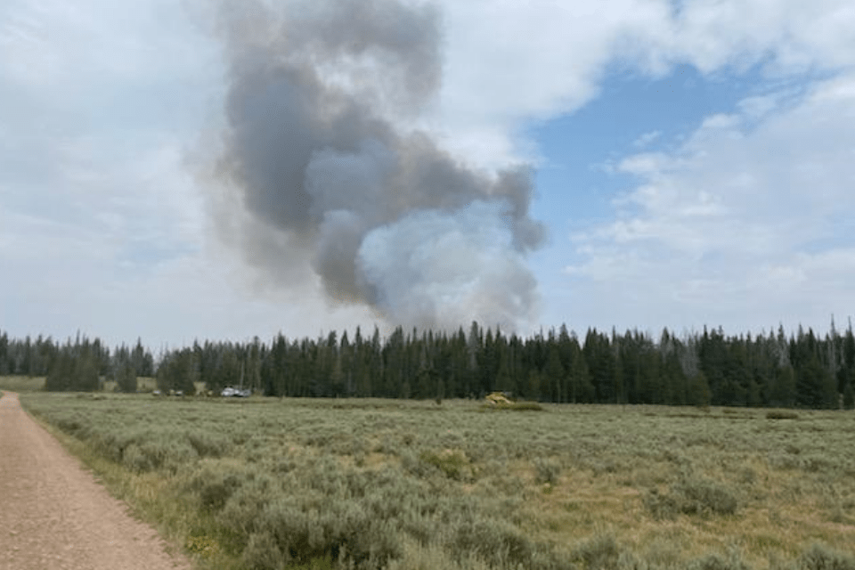 The Soda Lake Fire has grown to an estimated 96 acres. Photo: Tom Hatch // Sublette County Sheriff's Department
