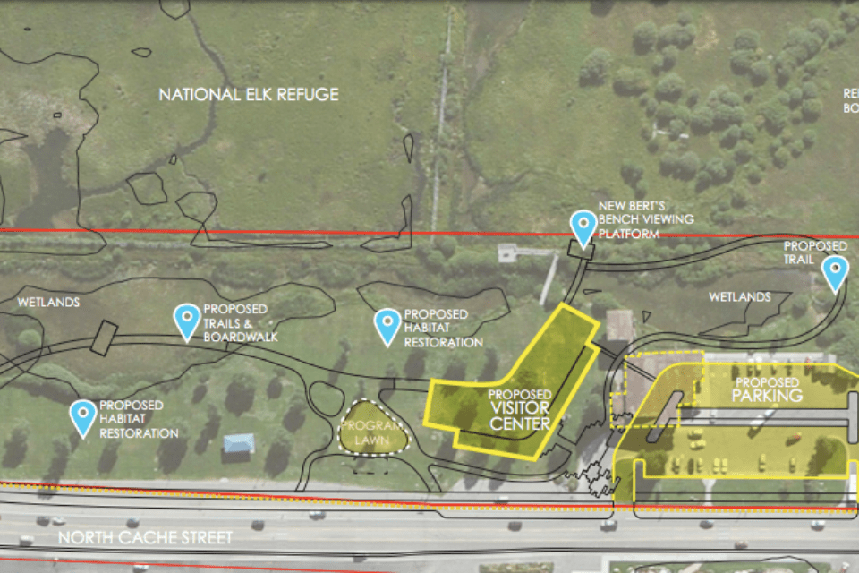 A conceptual design for the new 15,000 square foot visitor center.