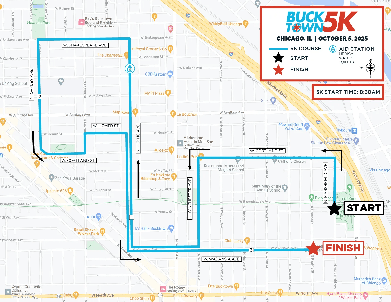 Bucktown 5k Race Details 25BT Map Course 