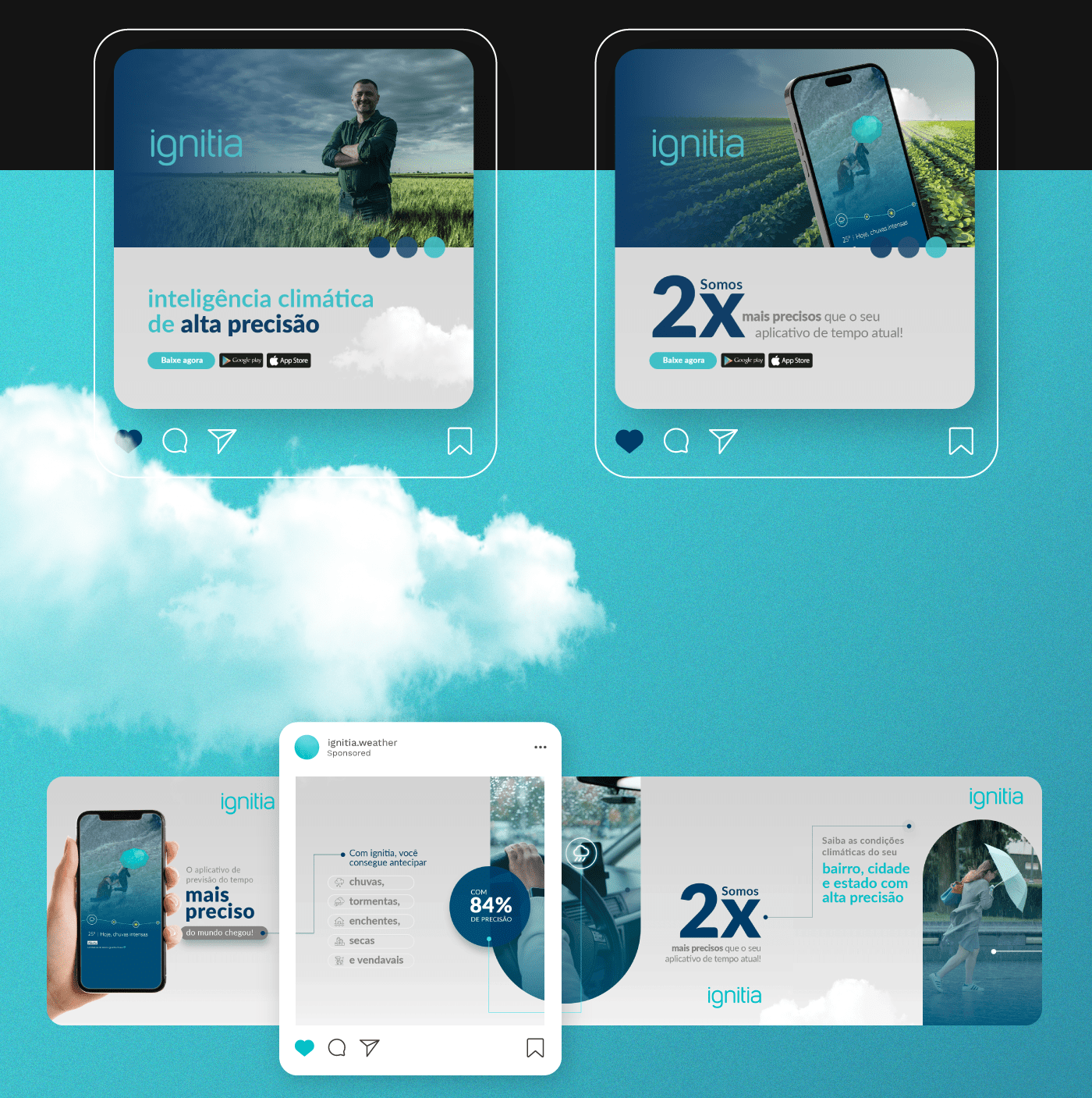 Mockups de posts de feed do Instagram da campanha Ignitia | Instagram feed post mockups for the Ignitia campaign