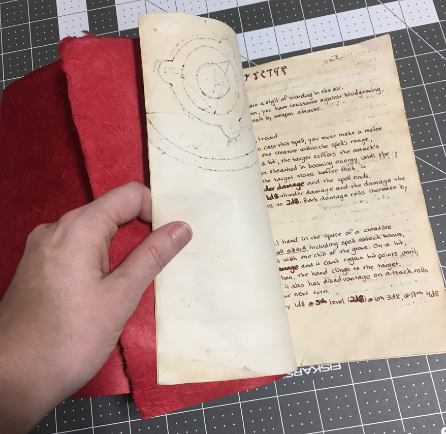 next page with more handwritten DnD spells