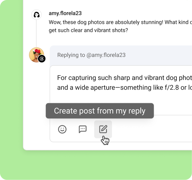 Buffer reply view showing how a comment can be turned into a new social post idea